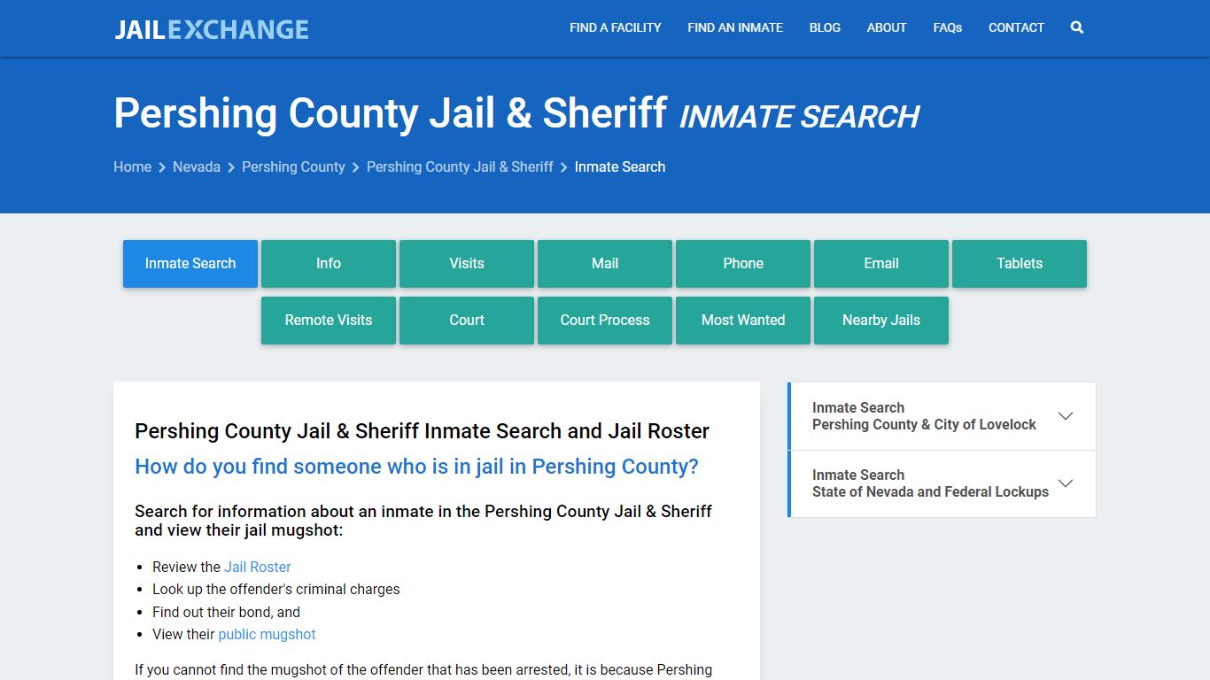 Pershing County Jail & Sheriff Inmate Search - Jail Exchange