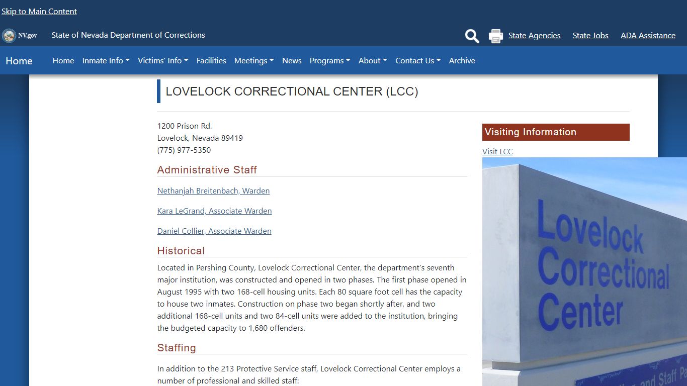 Lovelock Correctional Center Facility - Nevada Department of Corrections